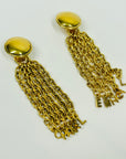 1980s CHANEL CHAIN LETTERS TASSELS DROP CLIP ON EARRINGS