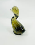 1960s WHITEFRIARS GREY GLASS DUCK WITH CONTROLLED BUBBLES