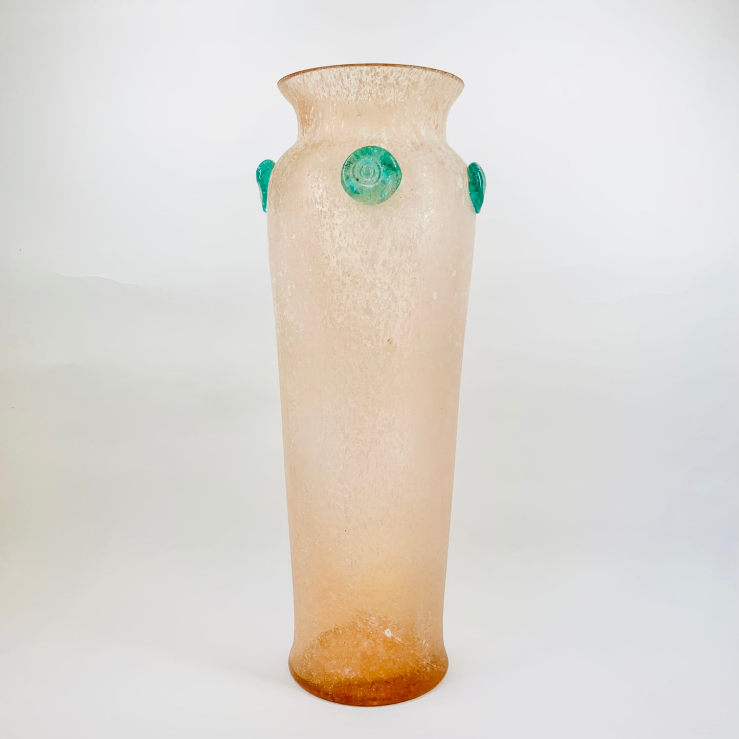 LARGE ANTIQUE MURANO SCAVO PINK GLASS VASE