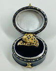 1970s 18k YELLOW GOLD BLUE SAPPHIRE LEOPARD RING