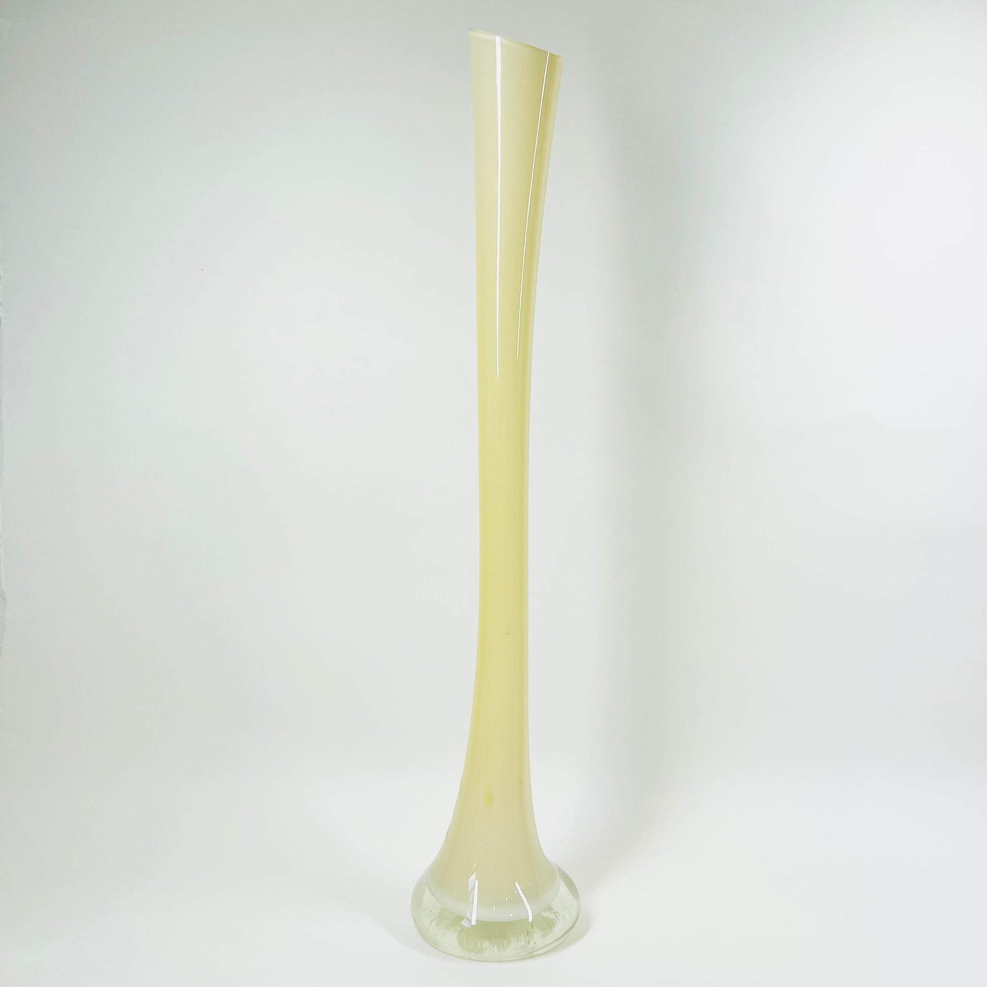 1960s ITALIAN EMPOLI CASED YELLOW GLASS TALL BOTTLE VASE