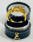 VINTAGE HERMES COSTUME GOLD BUCKLE RING WITH DIAMONDS