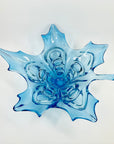 XL 1970s CANADIAN CHALET TURQUOISE BLUE SOMMERSO GLASS MAPLE LEAF BOWL