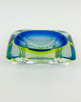 1940s GREEN COBALT BLUE SOMMERSO URANIUM GLASS BOWL