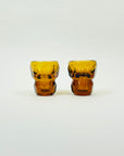 ANTIQUE ART DECO CUT AMBER CRYSTAL SHOT GLASSES