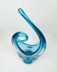 1950s MURANO TURQUOISE BLUE SPATTER GLASS FLAME BASKET/VASE