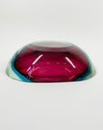 1960s PINK TURQUOISE SOMMERSO FACETED GEODE GLASS BOWL