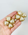 1996 CHANEL CC LOGO CLOVER MABE PEARL CLIP ON EARRINGS