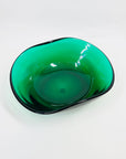 1950s ITALIAN MURANO EMERALD GREEN GLASS PINCHED BOWL