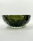 LARGE 1980s MURANO MANDRUZZATO OLIVE GREEN SOMEMRSO GLASS GEODE BOWL/ASHTRAY