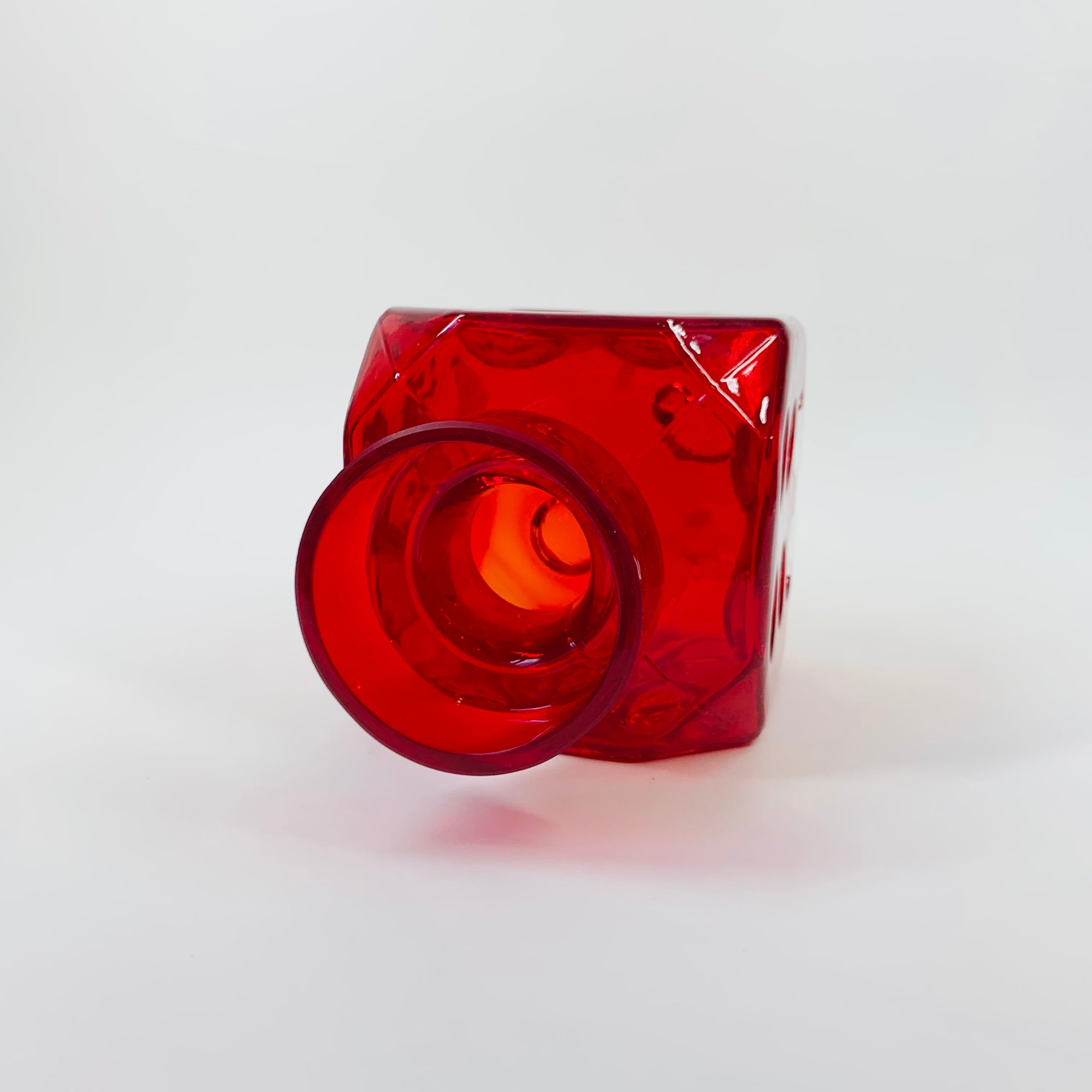 1950s RED Cube GLASS VASE BY ERKKITAPIO SIROINEN FOR RIIHIMÄEN LASI FINLAND