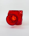 1950s RED Cube GLASS VASE BY ERKKITAPIO SIROINEN FOR RIIHIMÄEN LASI FINLAND
