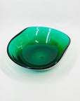 1950s ITALIAN MURANO EMERALD GREEN GLASS PINCHED BOWL