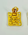 1995 CHANEL CC LOGO MARK HOLLOW RECTANGLE CLIP ON EARRINGS