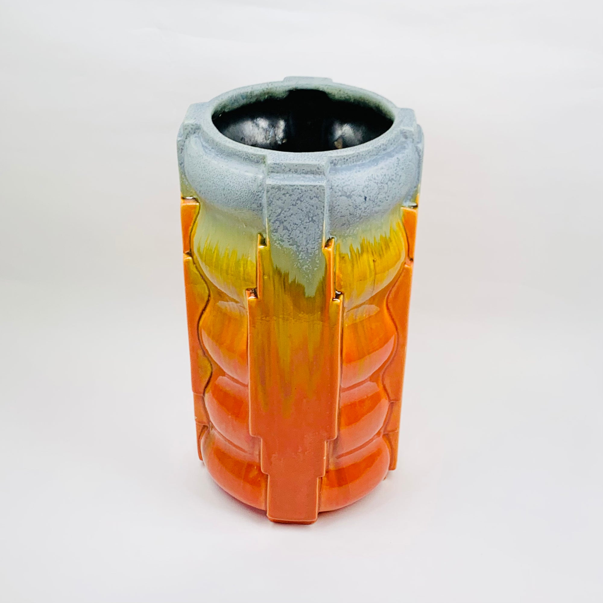 ART DECO ORANGE FLAME POTTERY VASE