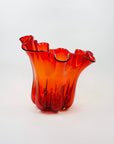 70s JAPANESE ORANGE RED OMBRE HANDKERCHIEF VASE