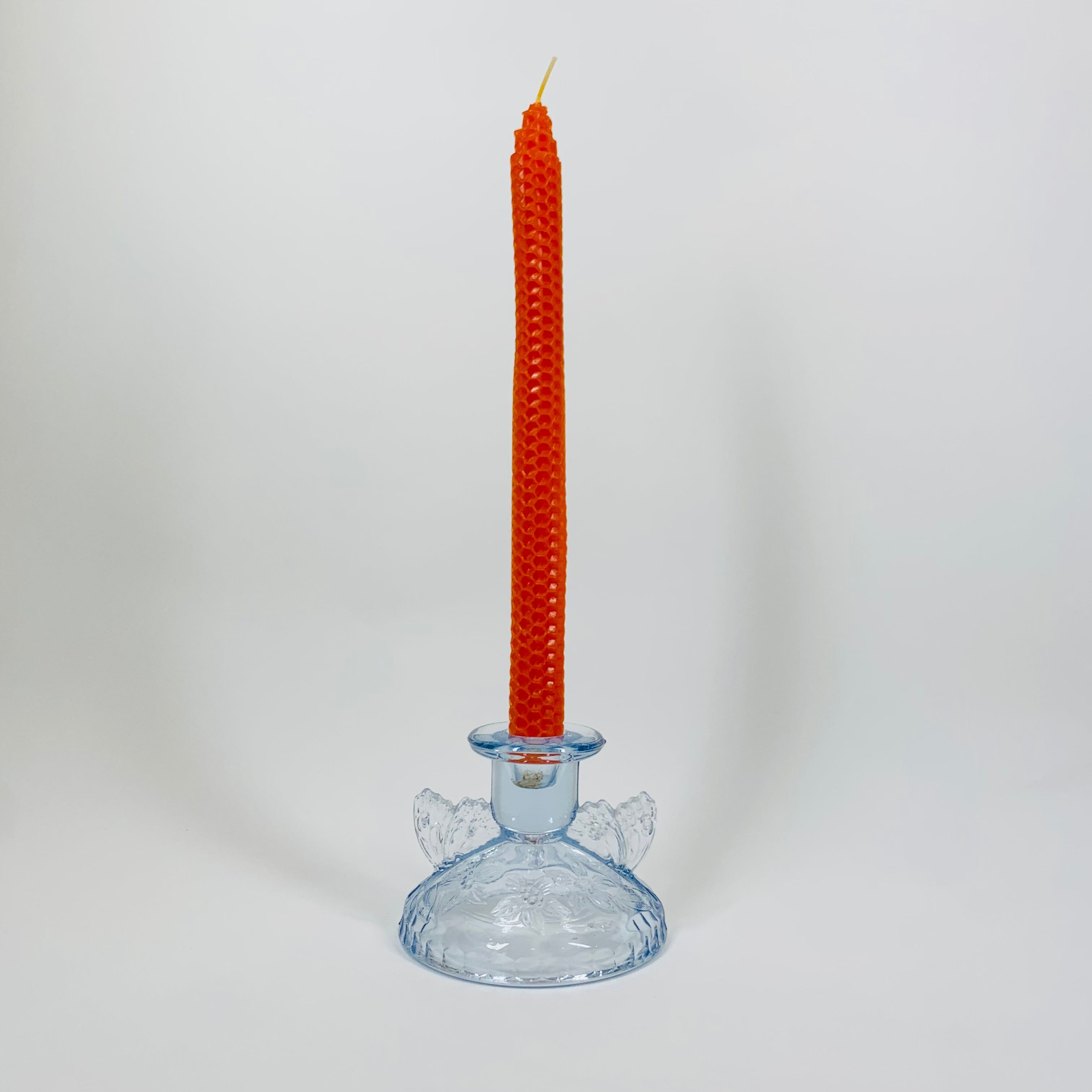 BLUE DEPRESSION GLASS CANDLE HOLDER GLASS ET CETERA