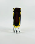 1950s BROWN AMETHYST YELLOW MURANO SOMMERSO FACETED GLASS VASE