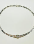 ANTIQUE STERLING SILVER GREEK KEYS ROMAN COIN NECKLACE