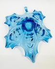 XL 1970s CANADIAN CHALET TURQUOISE BLUE SOMMERSO GLASS MAPLE LEAF BOWL
