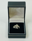 1950s 14K WHITE GOLD DIAMOND BLUE SAPPHIRE SNOW LEOPARD RING