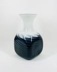 1960s ITALIAN EMPOLI CASED WHITE GLASS VASE WITH BLACK SWIRLS
