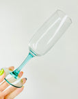 1950s LUMINARC TURQUOISE BLUE STEM CHAMPAGNE FLUTES