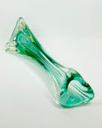 1950s MURANO TURQUOISE BLUE PAPERWEIGHT SWUNG GLASS VASE