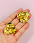 1980s LARGE RED ENAMEL KNOT EARRINGS