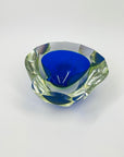 1940s BLUE GREEN COBALT BLUE SOMMERSO URANIUM GLASS GEODE BOWL
