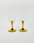 1940s AMBER STEM ETCHED COCKTAIL GLASSES