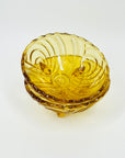ART DECO PRESSED AMBER GLASS FOOTED DESSERT BOWL