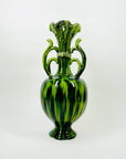 1950s JAPANESE GREEN WATERMELON GLAZED POTTERY VASE