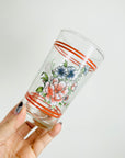 1970s JAPANESE RED LAMINATED CHRYSANTHEMUM GLASS TUMBLERS