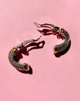 1980s TWO TONE MESH HUGGIES CLIP ON EARRINGS
