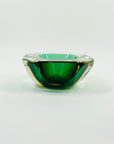 1950s MURANO MANDRUZZATO GREEN YELLOW SOMMERSO DIAMOND FACETED GLASS BOWL