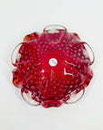 1960s CZECH RUBY RED GLASS ASHTRAY/BOWL WITH CONTROLLED BUBBLES