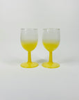 1970s HAND PAINTED YELLOW WINE GLASSES