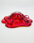 1950s MURANO RED PINCHED BOWL/ASHTRAY WITH CONTROLLED BUBBLES
