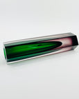 1950s PURPLE EMERALD GREEN MURANO SOMMERSO FACETED HEXAGON GLASS BLOCK VASE