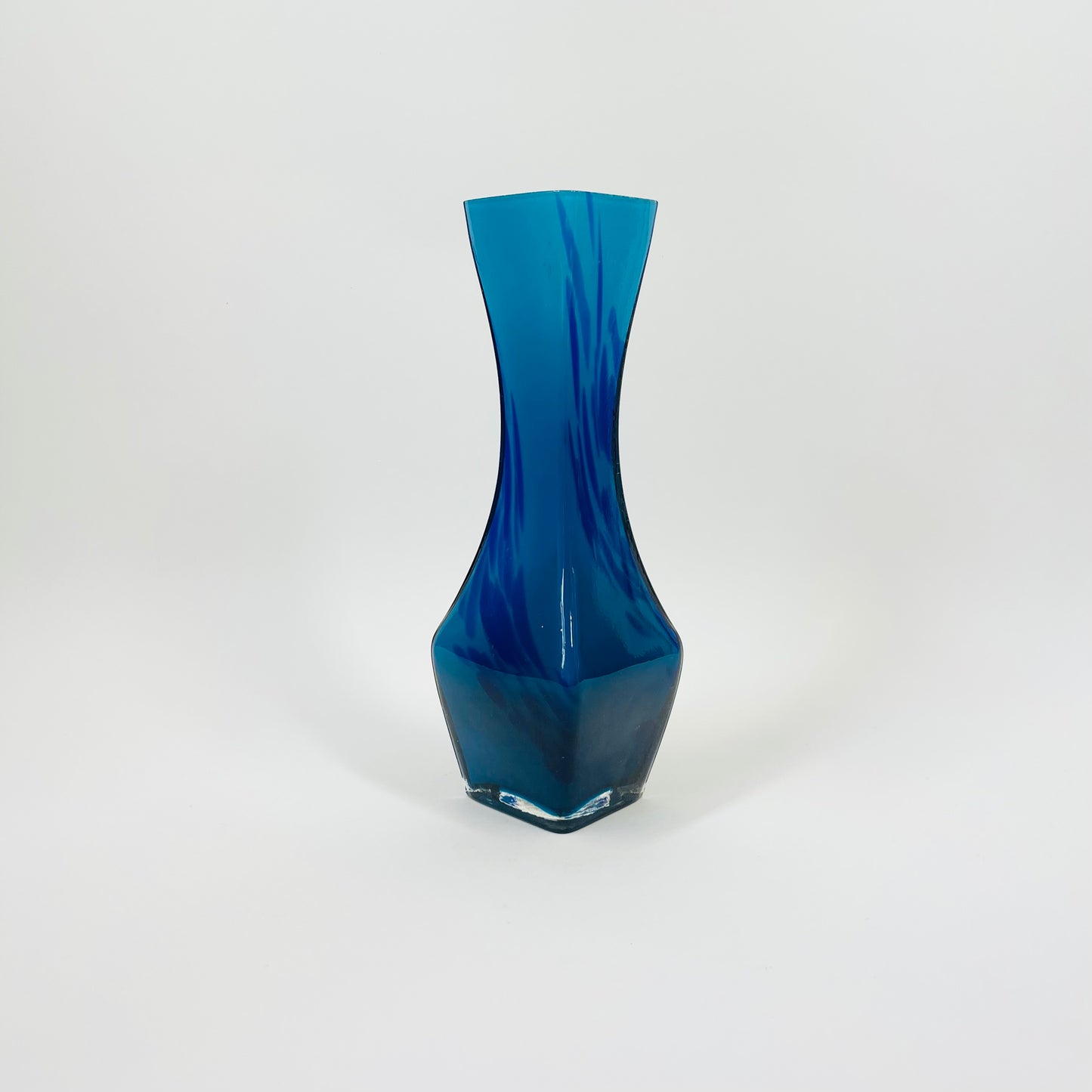 1970s JAPANESE CASED BLUE END OF DAY GLASS POSY VASE