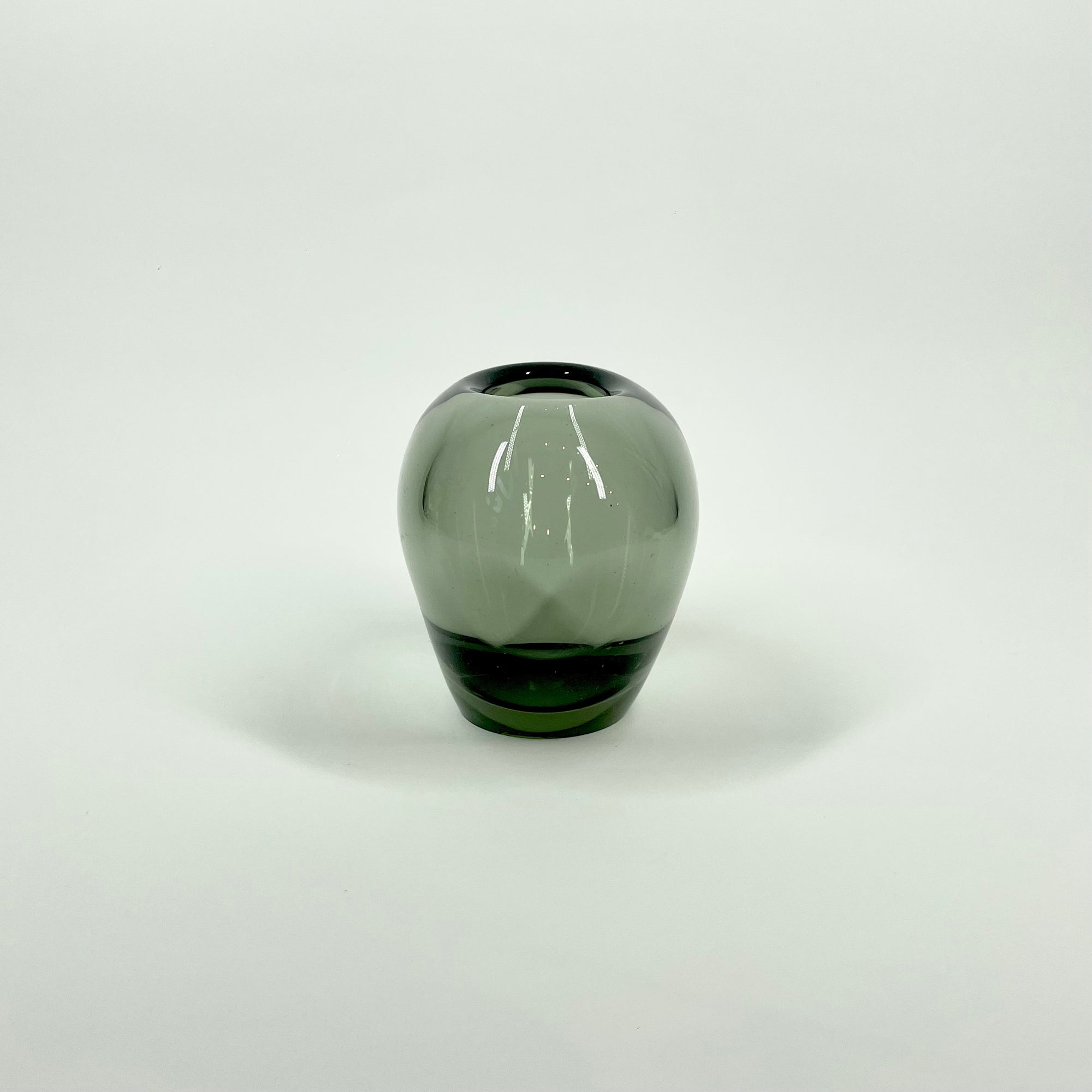 1960s HOLMEGAARD GREY GLASS MINI HEART VASE BY PER LUTKEN