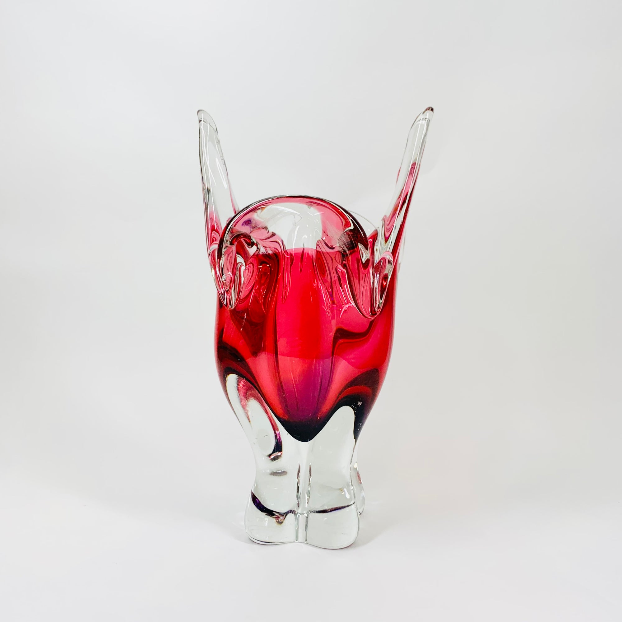 1960s SKLO UNION GREEN SOMMERSO GLASS VASE BY JOSEF HOSPODKA