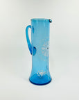 1950s BLUE HAND PAINTED GLASS JUG SET