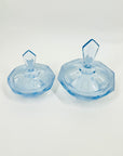 ANTIQUE ART DECO BLUE SATIN GLASS LIDDED BOX