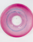 1980s AUSTRALIAN MOUTH BLOWN PINK PURPLE SPATTER ART GLASS SHALLOW BOWL/CHARGER