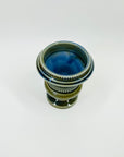 1950s IRISH WADE BLUE GLAZE POTTERY MINI FOOTED VASE