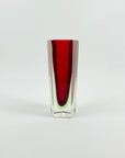1950s RUBY RED GREEN MURANO SOMMERSO GLASS HEXAGONAL BLOCK POSY VASE
