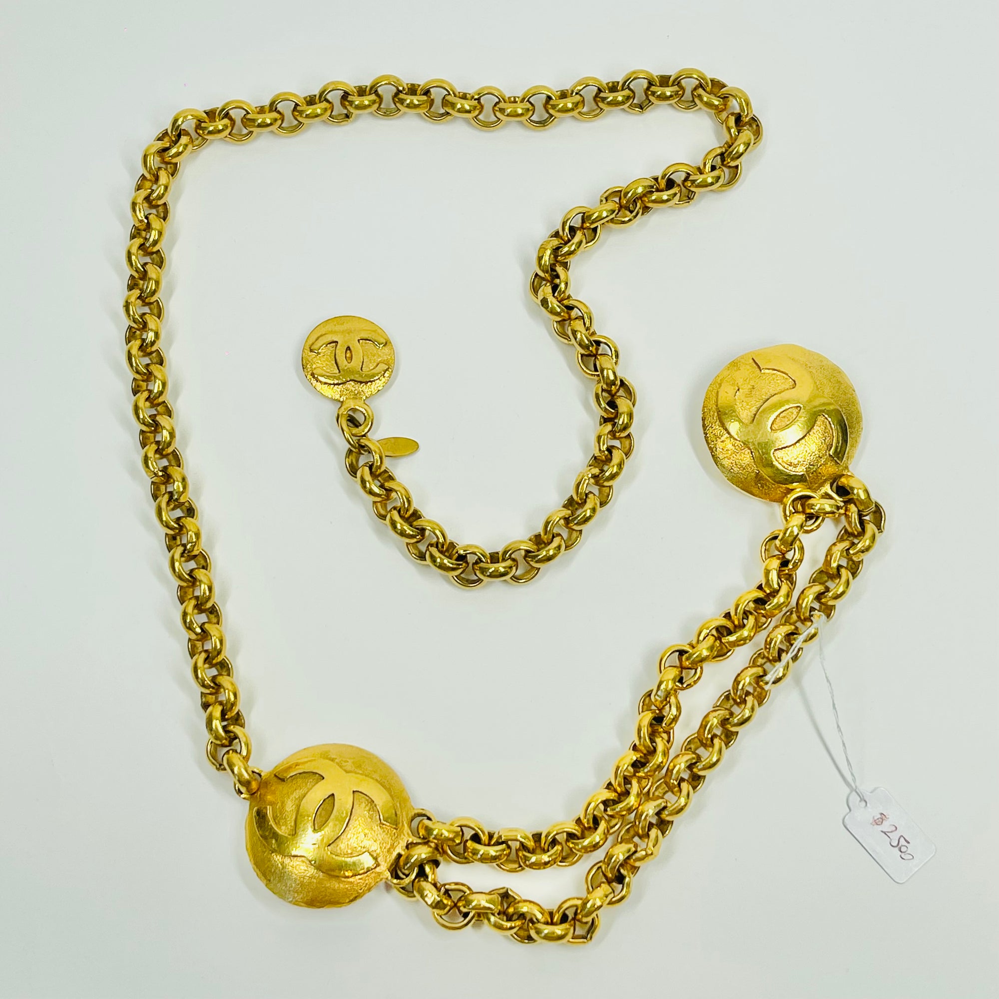 1990s CHANEL MATELASSE GOLD PLATED CC LOGO BELT