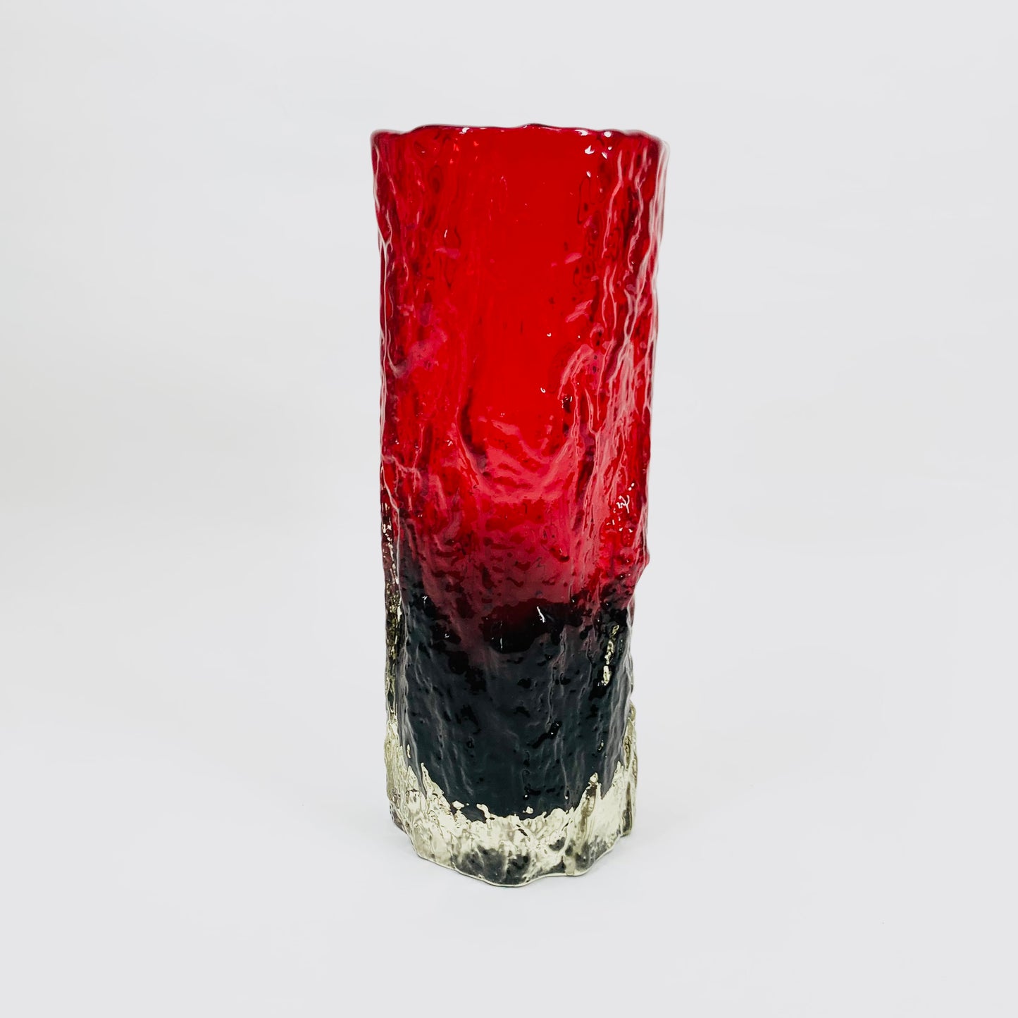 WHITEFRIARS RED LAVA BARK GLASS VASE